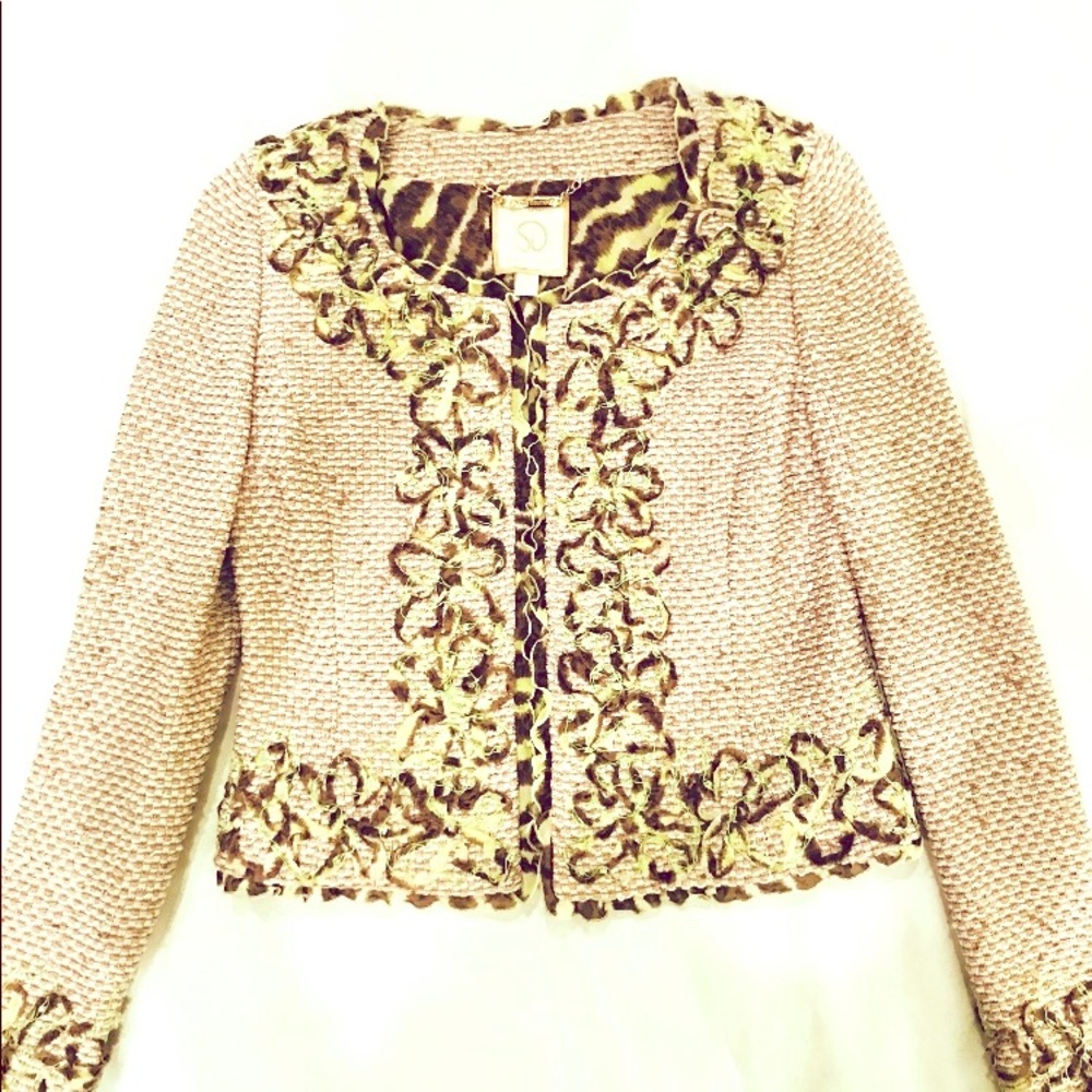 St John Couture gold/taupe jacket size 2